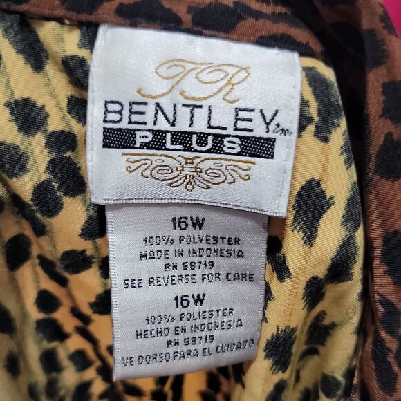 Bentley Plus Button Up Collared Shirt ~ Sz 16W ~ Brown & Black ~ Short Sleeve - Picture 4 of 4